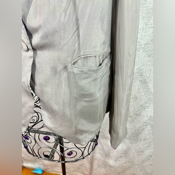 Robert Rodriguez grey 100% silk blazer size 8 - Picture 2 of 9